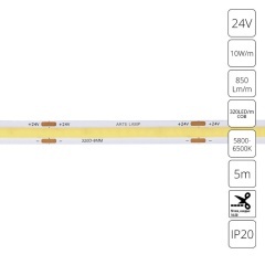 A2432008-03-6K Светодиодная лента 24В 10Вт/м 850Лм/м 6000К CRI 90+ 8мм COB 320шт/м 5м IP20 A2432008-03-6K Светодиодная лента 24В 10Вт/м 850Лм/м 6000К CRI 90+ 8мм COB 320шт/м 5м IP20