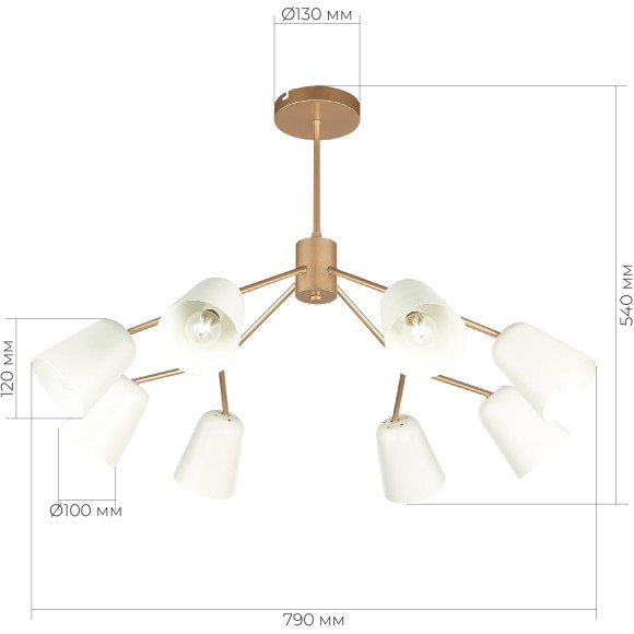 SLE155902-08 Светильник потолочный Золотистый/Белый E14 8*40W MARIO