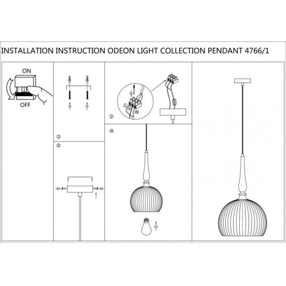 Подвесной светильник Odeon Light 4766/1 RUNGA под лампу 1xE27 60W