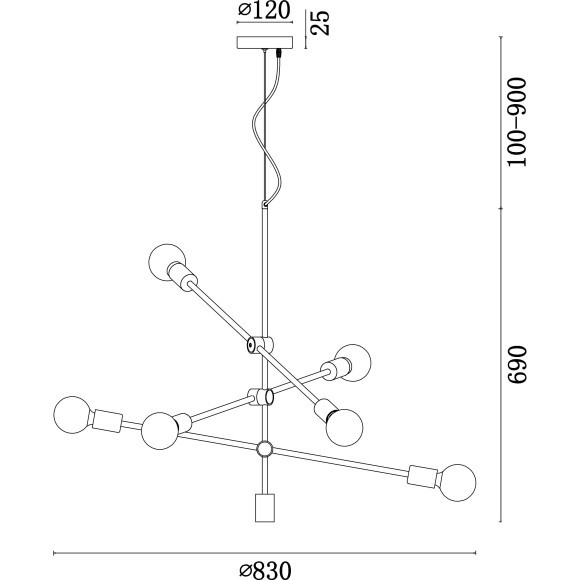 Люстра паук Freya FR5043PL-06BS Octavia под лампы 6xE27 60W Люстра паук Freya FR5043PL-06BS Octavia под лампы 6xE27 60W