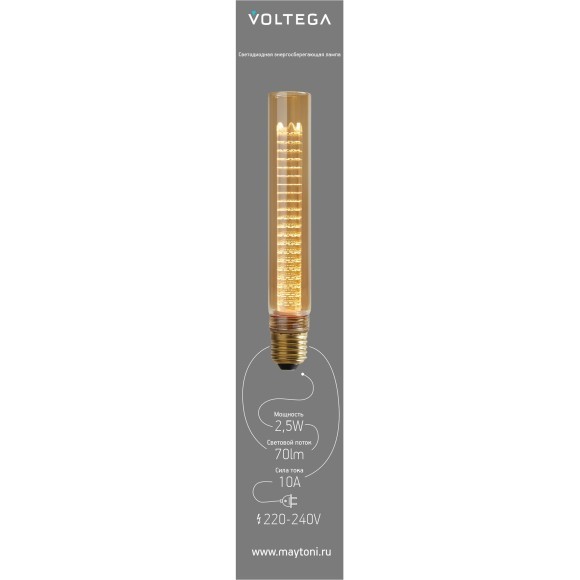 Voltega DIY.Bulbs VG10-TK30192E27warm2W-FD-A арт. 8560 Декоративная диммируемая LED-лампа цоколя E27, 2,5 Вт, 1800К, CRI 80, 70 лм, IP20, желтое стекло, габариты 30х192 мм Voltega DIY.Bulbs VG10-TK30192E27warm2W-FD-A арт. 8560 Декоративная диммируемая LED-лампа цоколя E27, 2,5 Вт, 1800К, CRI 80, 70 лм, IP20, желтое стекло, габариты 30х192 мм