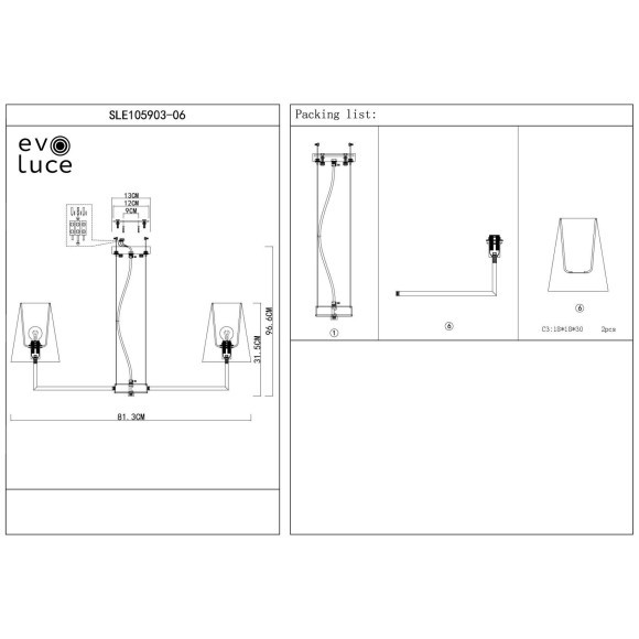 SLE105903-06 Светильник подвесной Никель/Белый E14 6*40W BELLINO