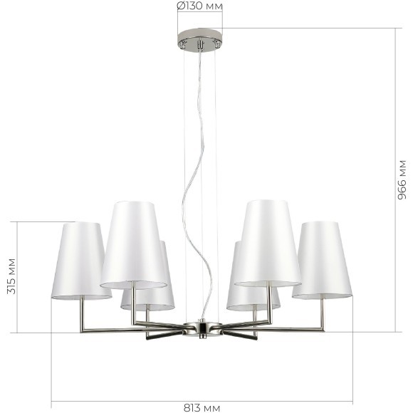 SLE105903-06 Светильник подвесной Никель/Белый E14 6*40W BELLINO