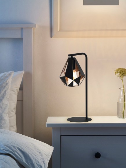 43058 Настольная лампа CARLTON 4, 1х60W(E27), L220, B160, H505, основа ?170, сталь, черный, медь сос 43058 Настольная лампа CARLTON 4, 1х60W(E27), L220, B160, H505, основа ?170, сталь, черный, медь сос