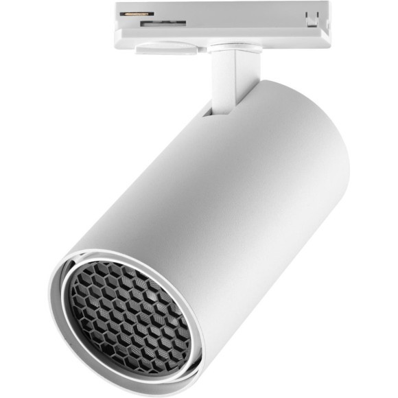 Novotech SELENE 359916 Современный трековый поворотный LED-светильник-спот направленного света для однофазной двухжильной системы BASE, 20Вт, 1264Лм, 3000К, угол 36°, CRI90, UGR19, 220В, IP20, белый алюминий, длина 137,5 мм, ширина 65 мм, высота 99 мм