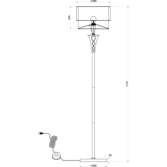 Торшер с абажуром Maytoni H311-FL-01-G Lillian под лампу 1xE27 100W