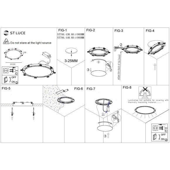ST706.448.60 Св-к встр. Белый LED 12*5W 4000K 5 400Lm Ra90 38° IP20 D1 000xH50 220-240V Встраиваемые светильники