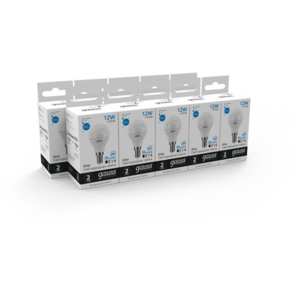 Светодиодная лампа Gauss Шар 12W 950Lm 6500K E14 CRI80 арт. 53132 Светодиодная лампа Gauss Шар 12W 950Lm 6500K E14 CRI80 арт. 53132