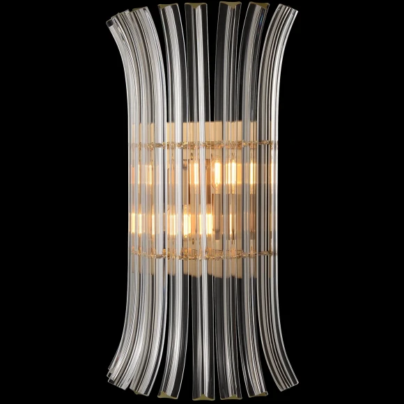 CASCADA AP2 BRASS Crystal Lux латунное бра с прозрачными стеклянными элементами, E14 2 x 40 Вт, IP20, подключение 220 В