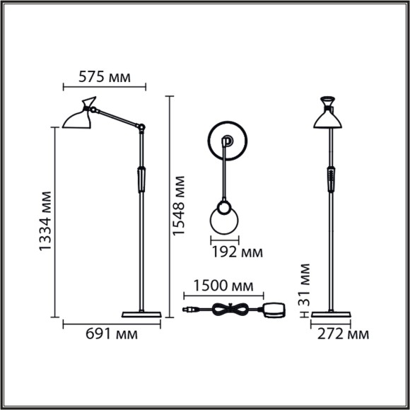 Торшер LED 15W 3000/4000/6000K 950Lm CRI80 220-240V ССТ/диммер HORSA 8330/15FL Торшер LED 15W 3000/4000/6000K 950Lm CRI80 220-240V ССТ/диммер HORSA 8330/15FL