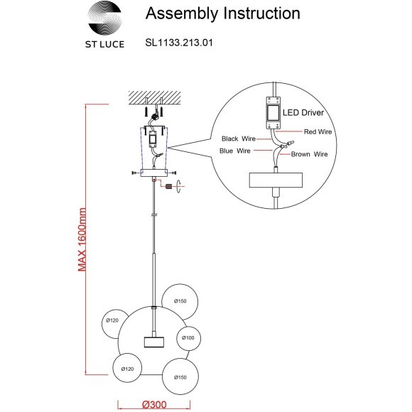 SL1133.213.01 Светильник подвесной ST-Luce Латунь/Прозрачный LED 1*14W 3000K BOPONE