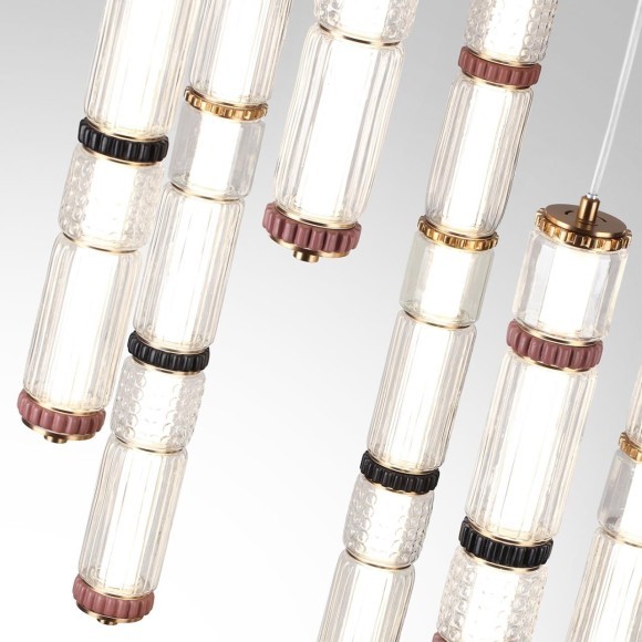 5455/210L Люстра каскадная из стеклянных стветящихся неонов Odeon Light LED 210W (30W*7) 4000K COLLIER