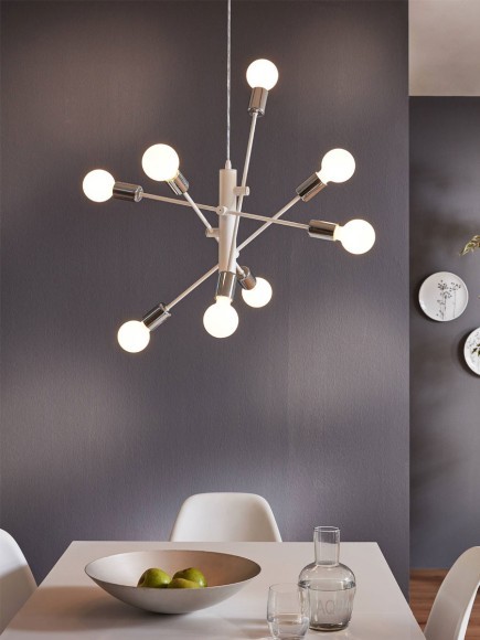 98017 GRADOLI Люстра потолочная с 8 лампами E27, 480Вт, белый, минимализм