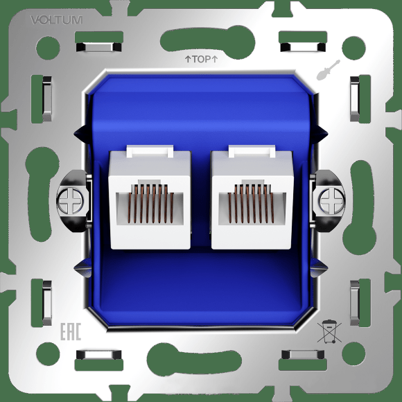 Механизм розетки компьютерной двойной RJ45+RJ45 кат.6, S70