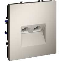 Розетка компьютерная встраиваемая VOLTUM S70 двойная RJ45+RJ45 кат.6, (кашемир)