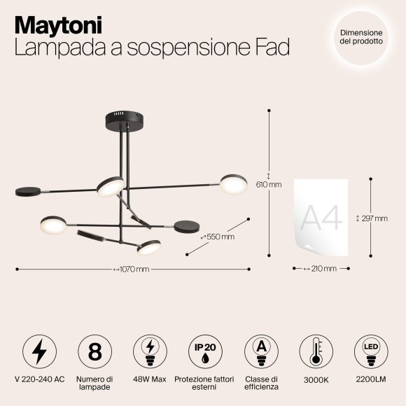 Потолочная люстра светодиодная Fad MOD070PL-L48B3K