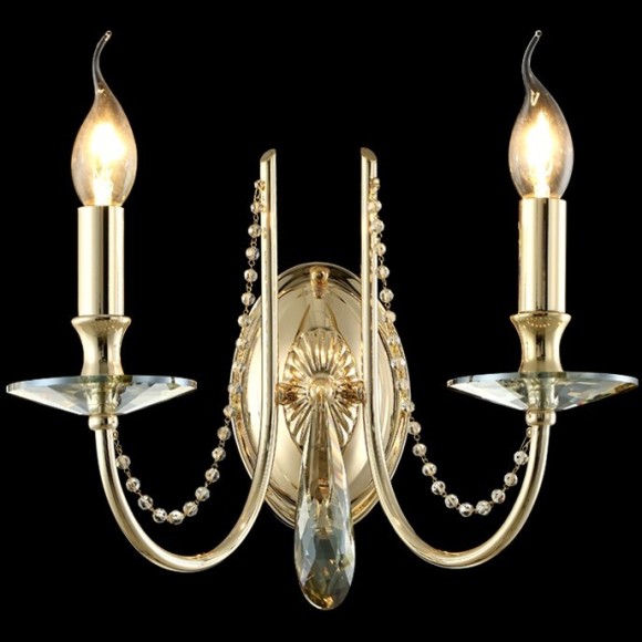 Бра Crystal Lux VICTORIA AP2 GOLD/AMBER