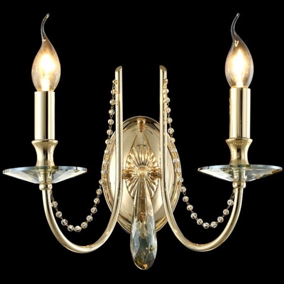 Бра Crystal Lux VICTORIA AP2 GOLD/AMBER