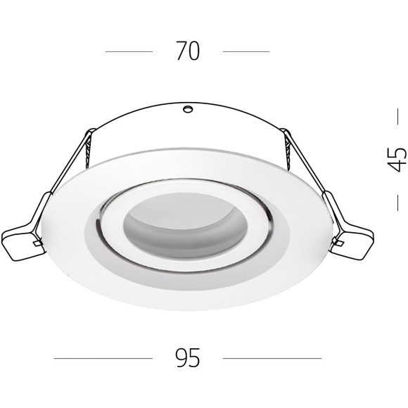 ST255.508.01 Св-к встр. Белый GU10 1*50W  IP65 D95xH45 220V Без ламп Встраиваемые светильники