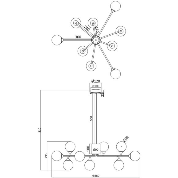 Люстра потолочная Freya FR5120PL-09G Alexis под лампы 9xG9 25W
