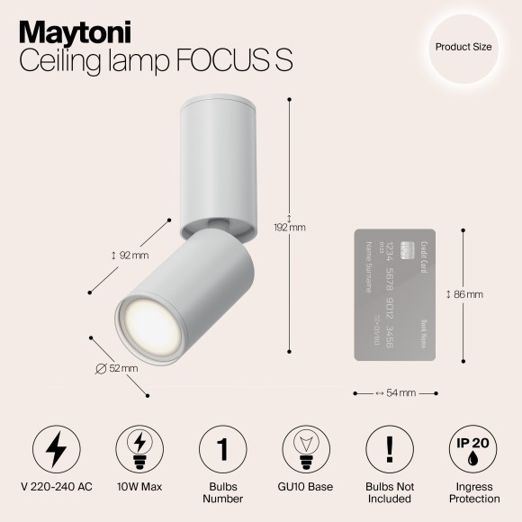 Накладной потолочный светильник Maytoni C051CL-01W Focus S под лампу 1xGU10 10W Накладной потолочный светильник Maytoni C051CL-01W Focus S под лампу 1xGU10 10W