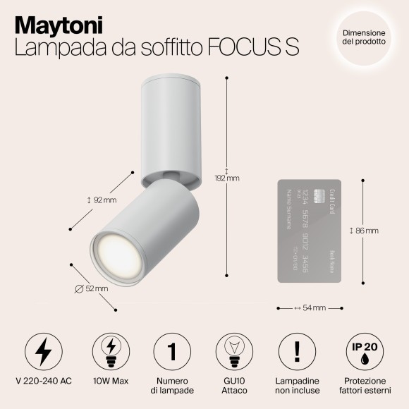 Накладной потолочный светильник Maytoni C051CL-01W Focus S под лампу 1xGU10 10W Накладной потолочный светильник Maytoni C051CL-01W Focus S под лампу 1xGU10 10W