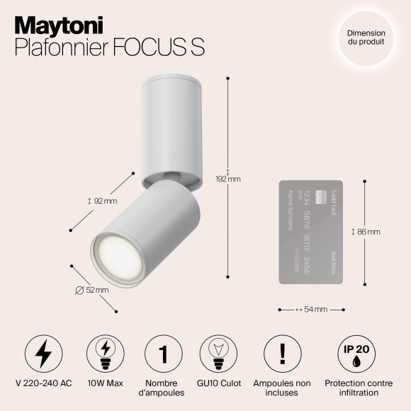 Накладной потолочный светильник Maytoni C051CL-01W Focus S под лампу 1xGU10 10W Накладной потолочный светильник Maytoni C051CL-01W Focus S под лампу 1xGU10 10W