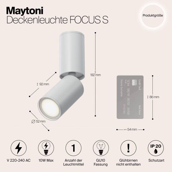 Накладной потолочный светильник Maytoni C051CL-01W Focus S под лампу 1xGU10 10W Накладной потолочный светильник Maytoni C051CL-01W Focus S под лампу 1xGU10 10W