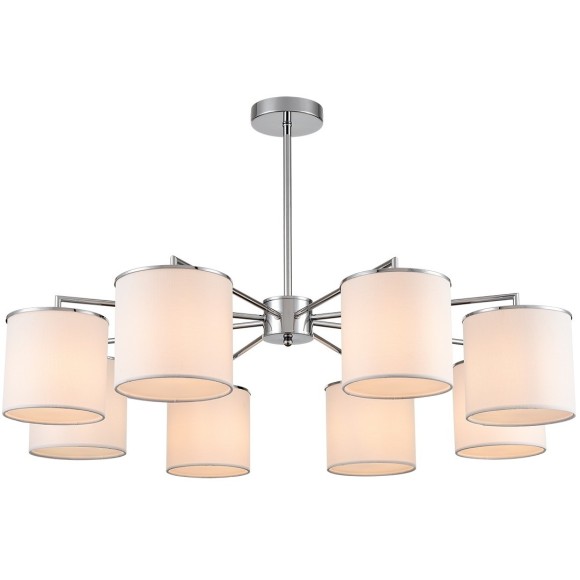 6591/8 CLASSI LN24 хром/белый, металл/текстиль Люстра подвесная E14 8*40W 220V SUNTORI 6591/8 CLASSI LN24 хром/белый, металл/текстиль Люстра подвесная E14 8*40W 220V SUNTORI