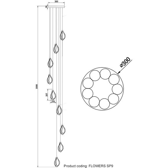 Светильник подвесной Crystal Lux FLOWERS SP9 Светильник подвесной Crystal Lux FLOWERS SP9