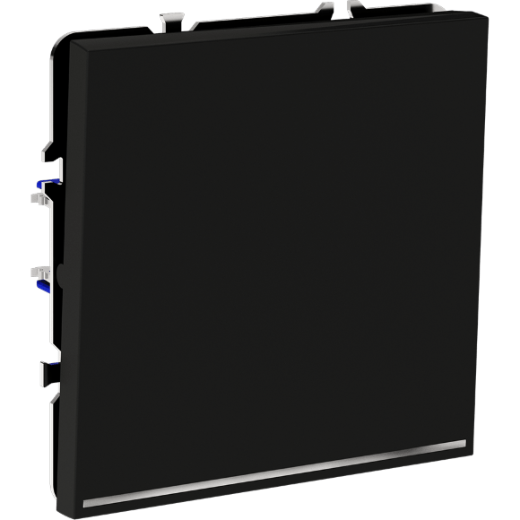 Выключатель встраиваемый VOLTUM S70 одноклавишный с подсветкой 10А, (черный матовый)