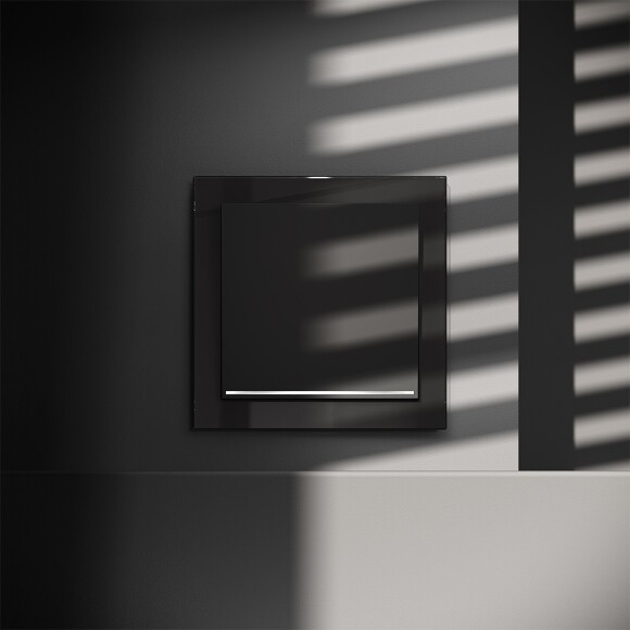 Выключатель встраиваемый VOLTUM S70 одноклавишный с подсветкой 10А, (черный матовый)