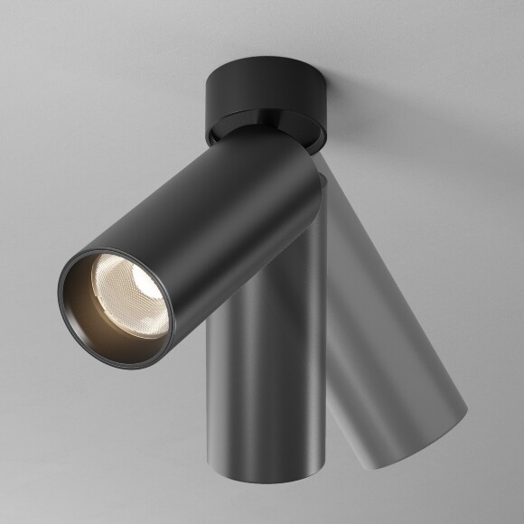 Maytoni C055CL-L20W2.7-3-4K-M-B Потолочный накладной поворотный черный светодиодный светильник цилиндр, CCT перекл. цветовой температуры, COB LED 20Вт 2310Лм 2700;3000;4000К CRI90 36° IP20 220В, диммируемые диоды Bridgelux (при смене блока питания)