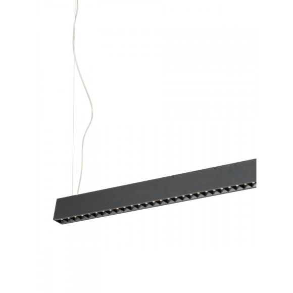 Eglo Termini 39485 Диммируемый по TRIAC линейный подвесной LED-светильник в стиле хай-тек, свет вверх и вниз, 46 Вт, 220В, 3000К, 1700лм вверх + 4300лм вниз, IP20, черная сталь, длина 1590 мм, ширина 95 мм, макс. высота 1500 мм
