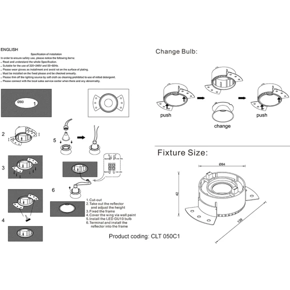 Светильник встраиваемый Crystal Lux CLT 050C1 BL-BL