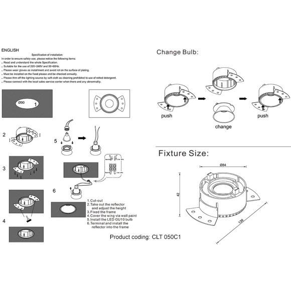 Светильник встраиваемый Crystal Lux CLT 050C1 BL-BL