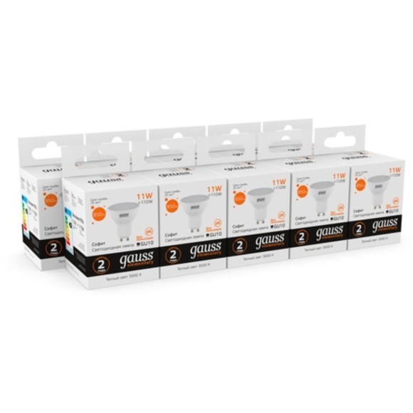 13611 Лампа Gauss Elementary MR16 11W 850lm 3000K GU10 LED 1/10/100 13611 Лампа Gauss Elementary MR16 11W 850lm 3000K GU10 LED 1/10/100