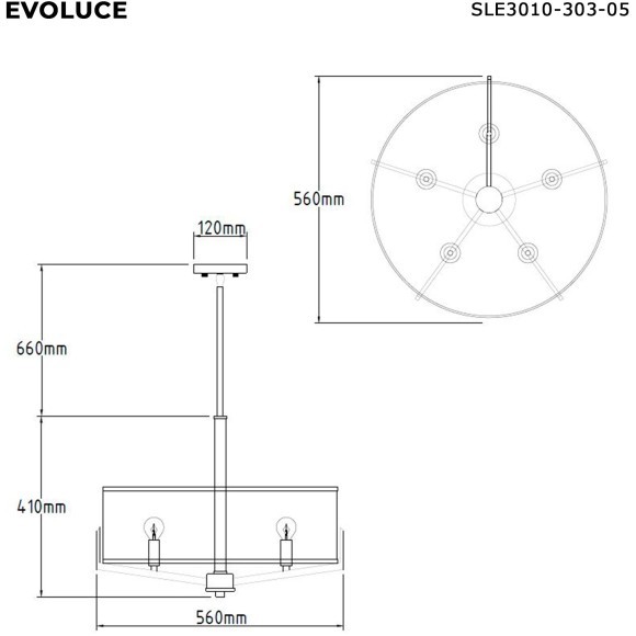 SLE3010-303-05 Светильник подвесной Латунь/Белый E14 5*40W LINTON