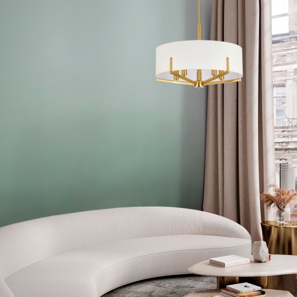 SLE3010-303-05 Светильник подвесной Латунь/Белый E14 5*40W LINTON