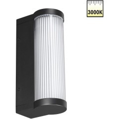 Novotech FLUO 359984 Настенный современный фасадный уличный накладной LED-светильник минимализм с мягким рассеянным светом, 12Вт, 550Лм, 3000К, угол 95°, 220В, IP65, черный алюминий и прозрачный/белый пластик, высота 300 мм, длина 143 мм, ширина 95 мм