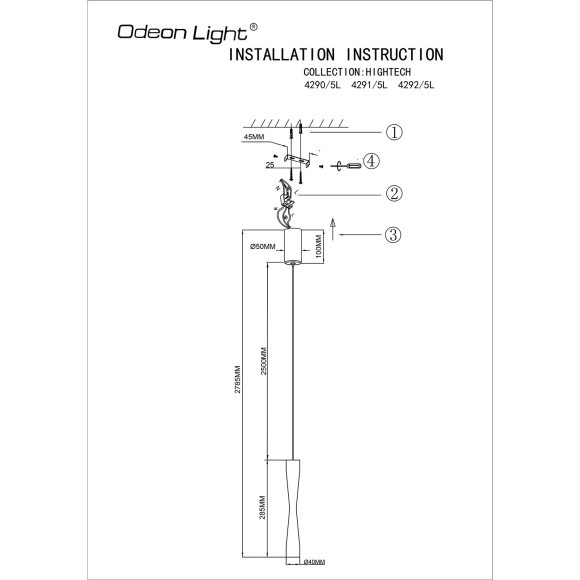 Подвесной светильник IP20 LED 5W 300Лм 3000K 180° ANIKA 4292/5L