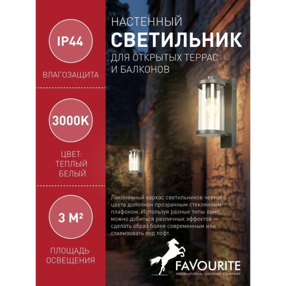 Настенный фонарь уличный Lukturis 3038-1W