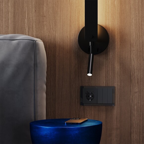 Выключатель встраиваемый VOLTUM S70 трехклавишный 10А, (графит)