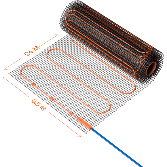 VLT01-200-12 Нагревательный мат (Теплый пол) длиной 24 метра и шириной полметра (0,5 метра) Voltum Т200 мощность 2400Вт 200Вт/м², двужильный экранированный кабель, клеевая сетка, укладка в плиточный клей/стяжку, гарантия 25 лет VLT01-200-12 Нагревательный мат (Теплый пол) длиной 24 метра и шириной полметра (0,5 метра) Voltum Т200 мощность 2400Вт 200Вт/м², двужильный экранированный кабель, клеевая сетка, укладка в плиточный клей/стяжку, гарантия 25 лет