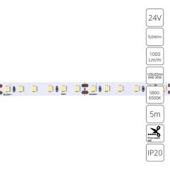 A2412008-03-6K Светодиодная лента 24В 9,6Вт/м 1000Лм/м 6000К CRI 90+ 8мм SMD2835 120шт/м 5м IP20 A2412008-03-6K Светодиодная лента 24В 9,6Вт/м 1000Лм/м 6000К CRI 90+ 8мм SMD2835 120шт/м 5м IP20