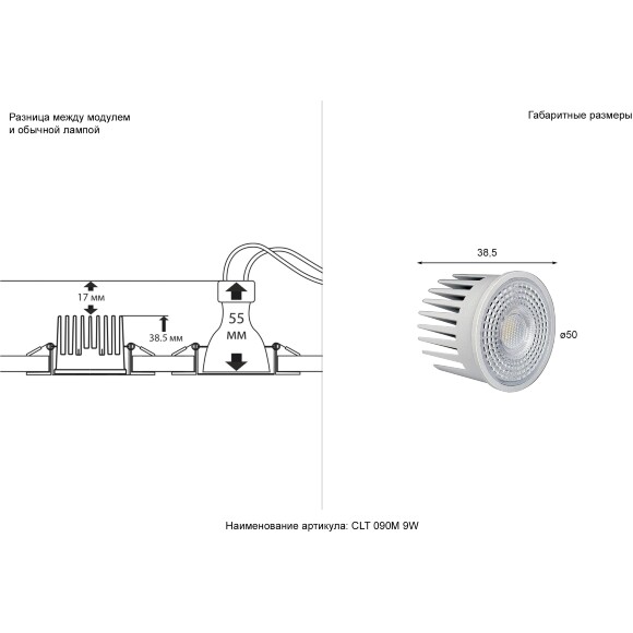 Светодиодный модуль Crystal Lux CLT 090M 9W 4000K WH 0990/053