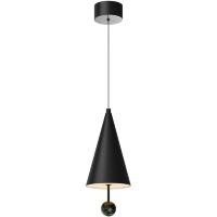 Maytoni Bell MOD534PL-L11B3K Светильник подвесной светодиодный, плафон конус 150мм черный матовый, шар натуральный зеленый мрамор, LED 11Вт 3000K 600Лм CRI90 120° IP20 220V