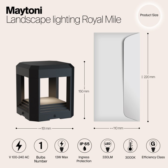 Уличный наземный светильник Maytoni O019FL-L13GR3K Royal Mile IP65 светодиодный LED 13W