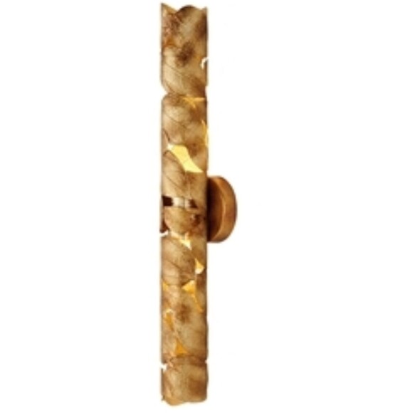 Favourite Leaftube 4802-1W Настенный светодиодный светильник (бра) цилиндр, декоративный плафон из металлических листьев цвета античное золото, высота 71см, диаметр плафона 8.5см, LED 5.5Вт 3000K 150Лм CRI90 40° IP20 220В