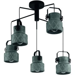 39856 Подвес HIlCOTT, 5х40W (E27), Ø675, H1500, сталь, черный/сталь, оцинкованный